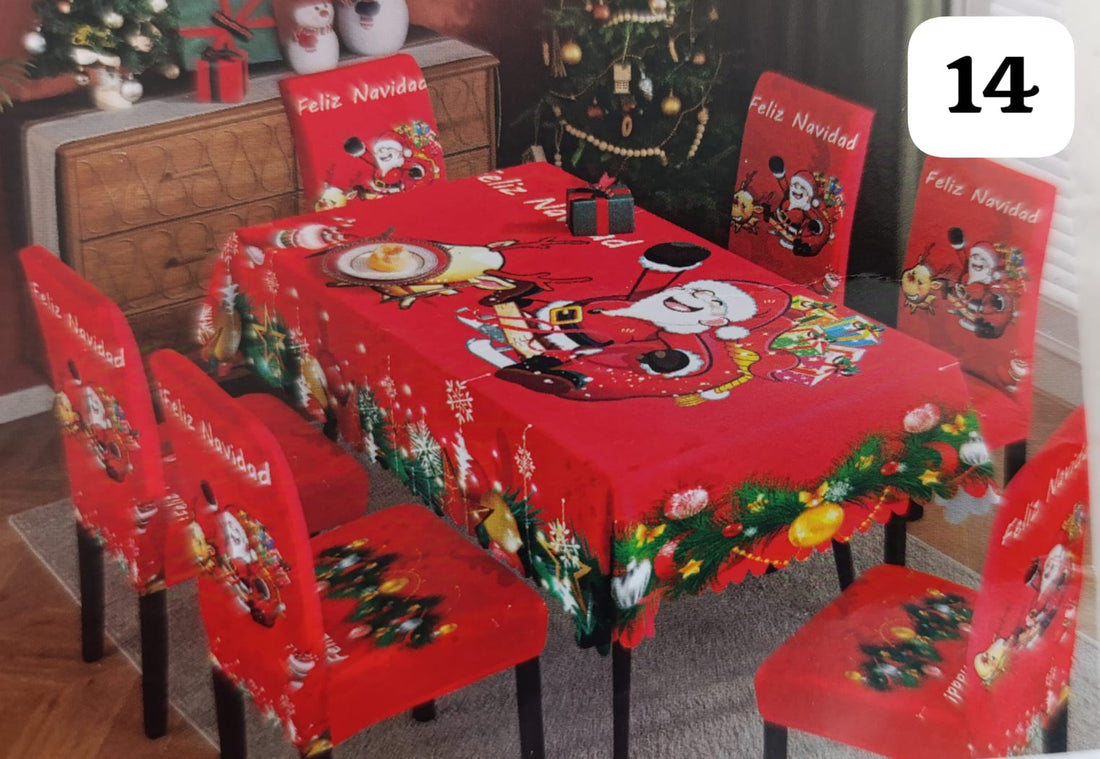 SET MANTEL CON FORROS NAVIDEÑO